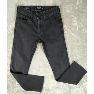 Hollister Mens 26x30 Black Denim Jeans Slim Straight Leg